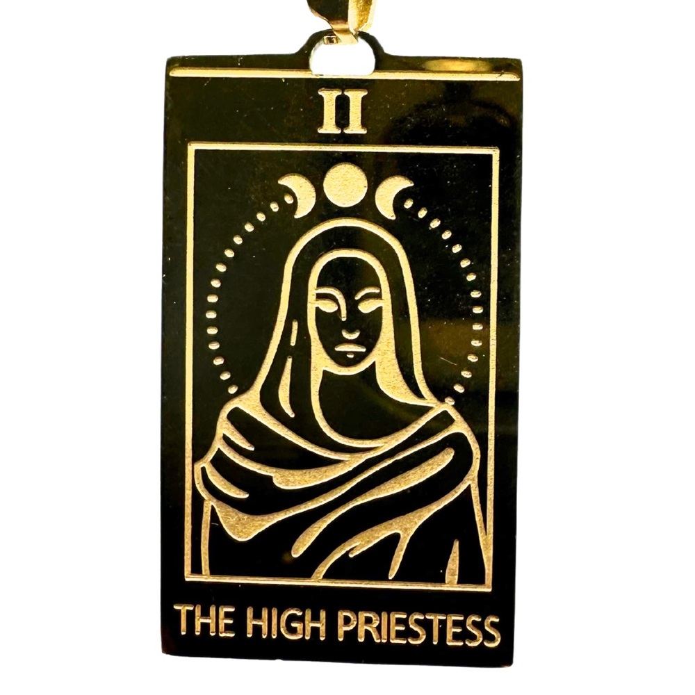 The High Priestess Gold Tarot Card Necklace | 316L Stainless Steel Jewelry